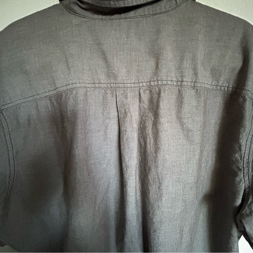 Men’s CARHARTT XL brown grey button up collared shirt linen feel relaxed fit - Picture 8 of 11